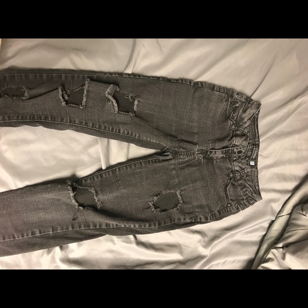 Distressed black jeans